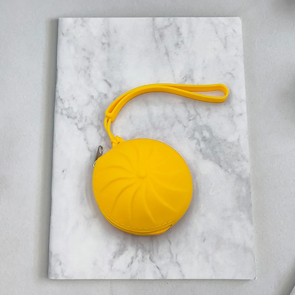 With Keychain Steamed Bun Coin Purse Compact Size Zipper Closure Simulation Food Bag Silicone Cute Design Keychain Wallet