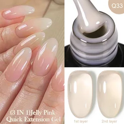 LILYCUTE 7ML Jelly Nude Pink Quick Extension Gel Nail Polish Transparent Finger Prolong Long Lasting Construction Gel Varnish