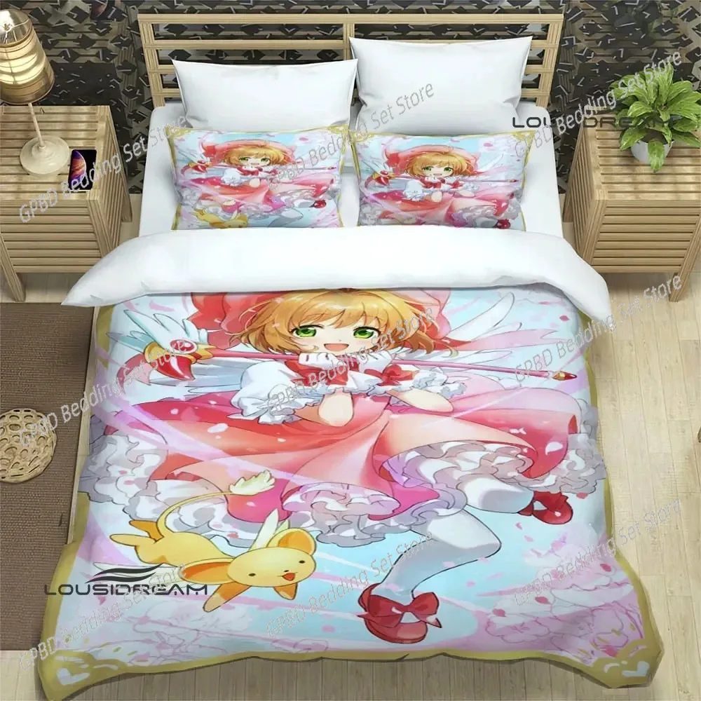 

Anime Card Captor Sakura Bedding Set,Duvet Cover Comforter Bed Set Quilt Cover Pillowcase,King Queen Twin Size Boys Girls Adults