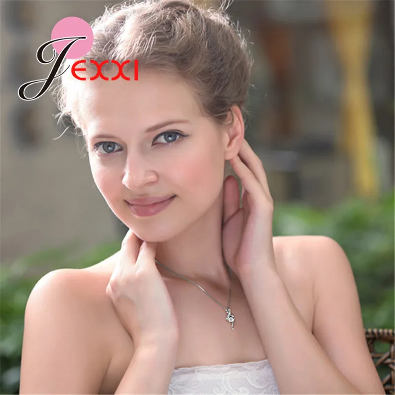 Genuine 925 Sterling Silver NEW Fashionable Design Pendant Necklace CZ Wedding Jewelry Pretty Chain For Women/Grils