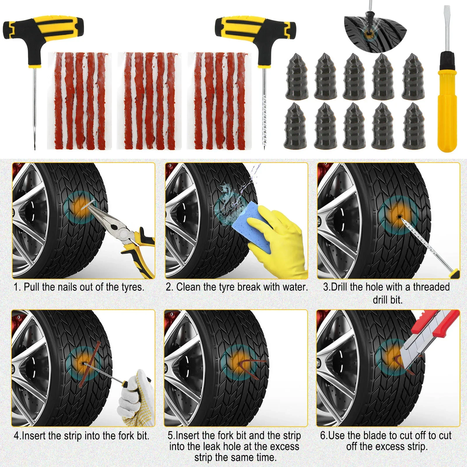 Nuovo Kit di viti per unghie per riparazione pneumatici per auto Kit di viti per sollevamento a pavimento in gomma adattatore per supporto per