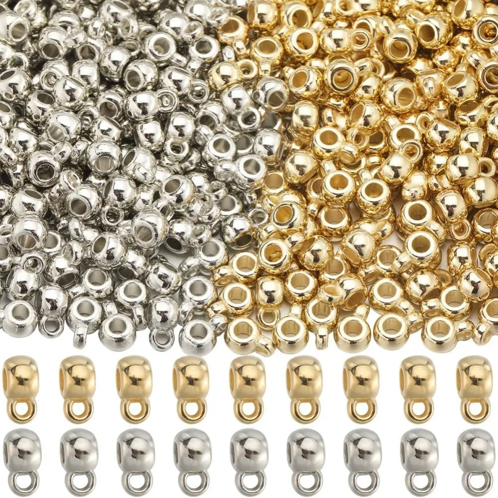 400 pz Bail Beads Charms Bails Perline Argento Oro Tubo di plastica Bail con anello Rondelle Spacer Bead Connettore in lega per realizzare kit