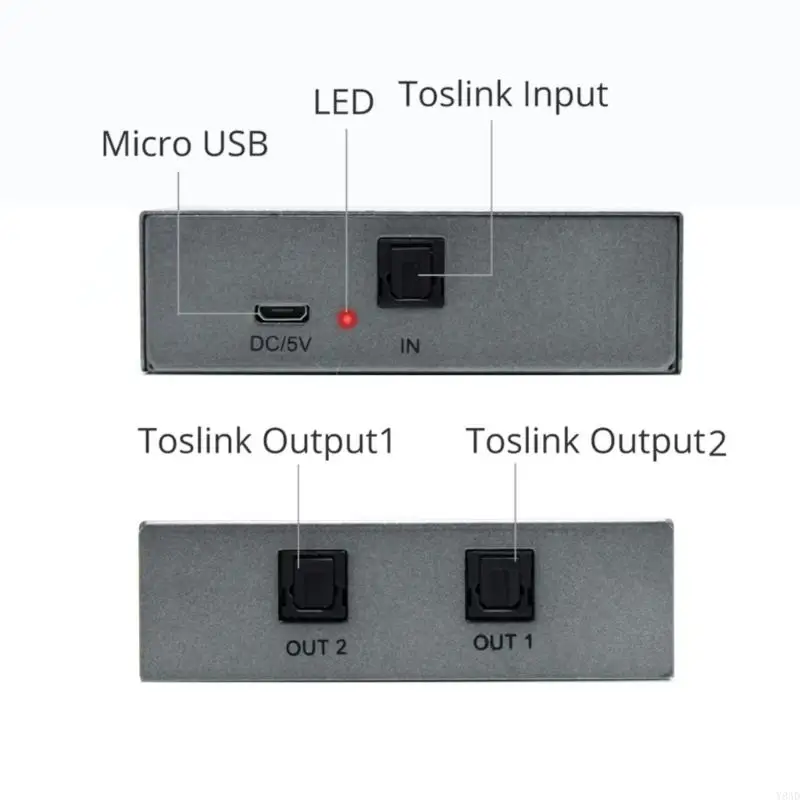 Y8AD SPDIF Toslinks Splitter 2x1 Digital Optical Splitter Ensures Losslessly Sound Quality for Professional Audios Engineers