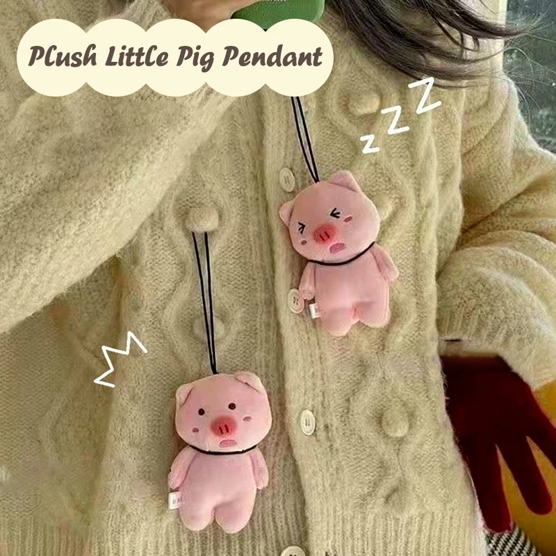 Funny Hanging Little Pink Pig Plush Keychain Cartoon Piggy Stuffed Doll Pendant Car Key Ring Backpack Bag Decor Kid Gift