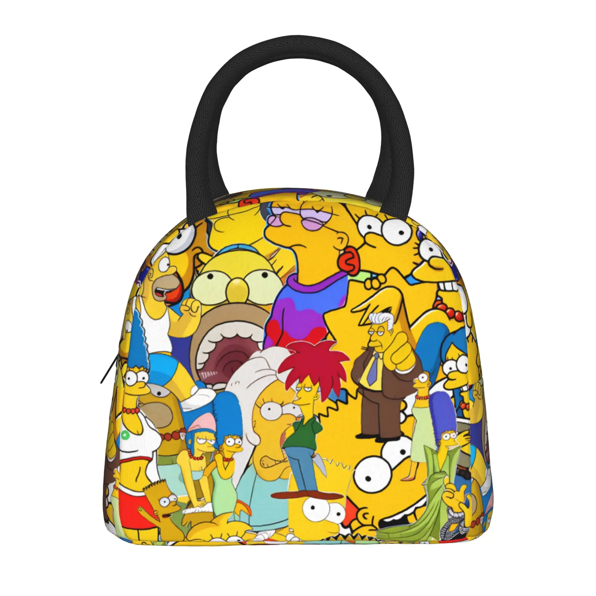 S-Simpsons Cartoon Characters Group Lunch Bag Office Lunch Box For Women Fashion Design Thermal Lunch Bags Portable Cooler Bag