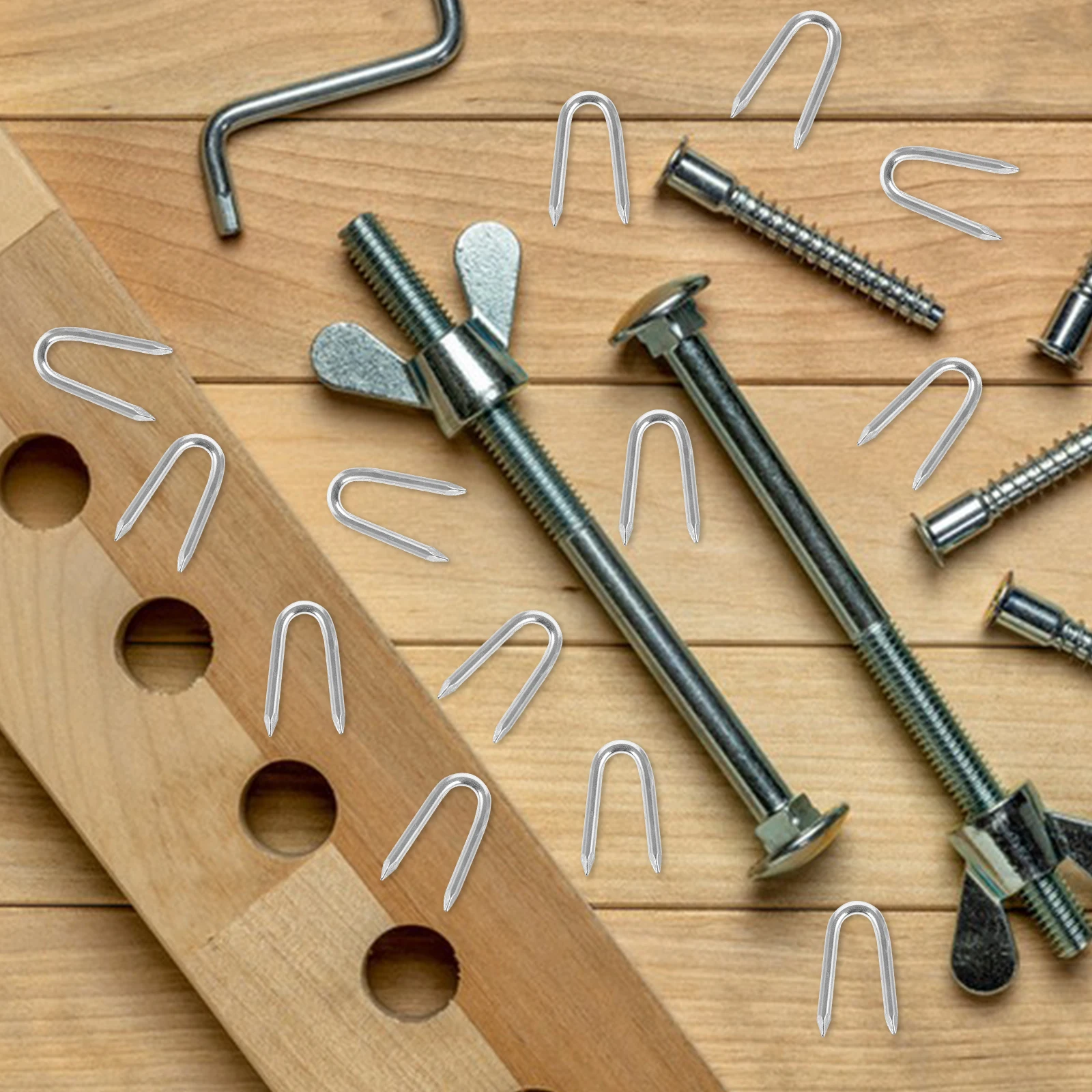 

50pcs Iron U Shaped Nails Metal Fence Staples Durable Garden Fixing Stakes Wire Fencing Nails Outdoor Fence Accessories U Pegs