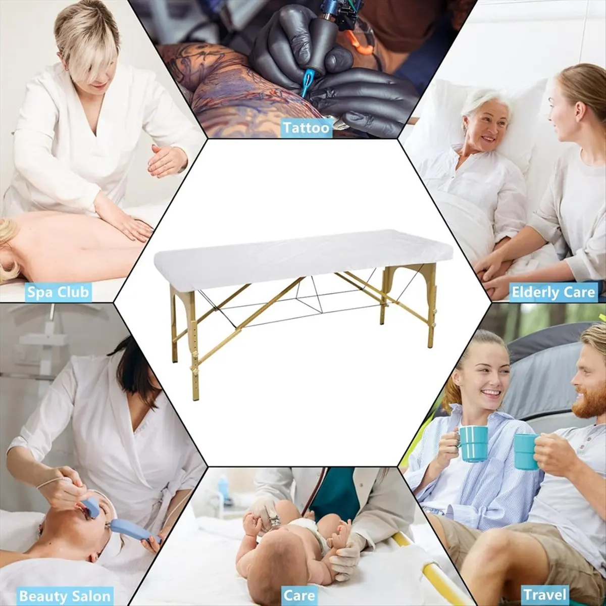 

Just- 30 PCS Massage Table Sheets Disposable,Elastic Fitted Spa Bed Covers,Breathable Non Woven Fabric Massage Table Protector