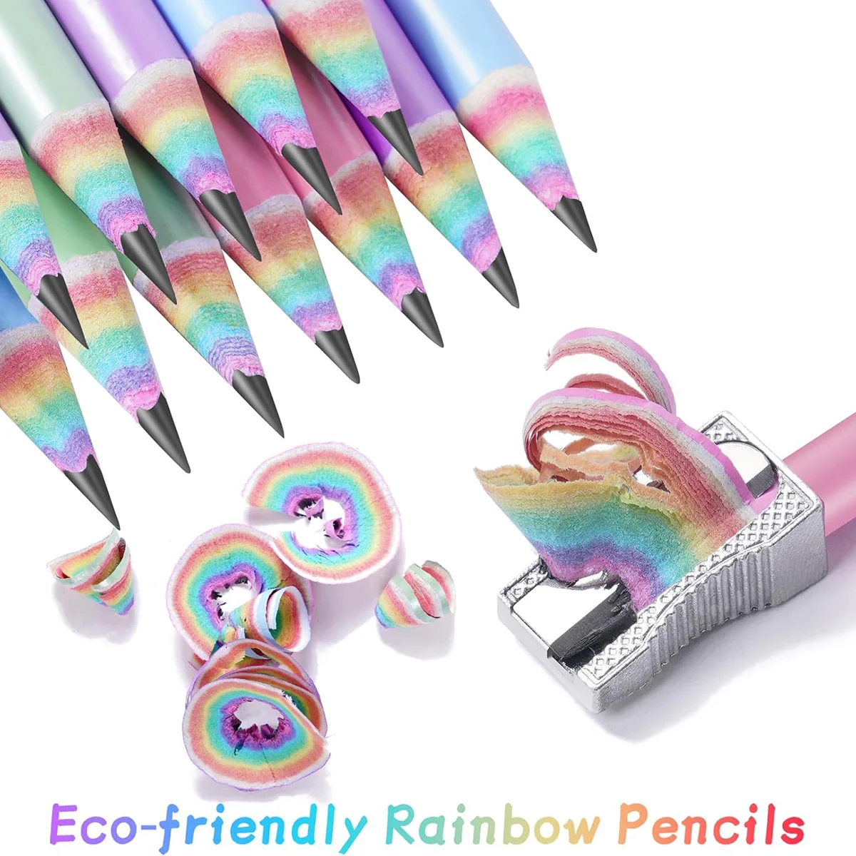 12pcs Paper rainbow pencil macaron For Kids Cute Roll paper pencil Painting Art Office&School Supplies Stationery