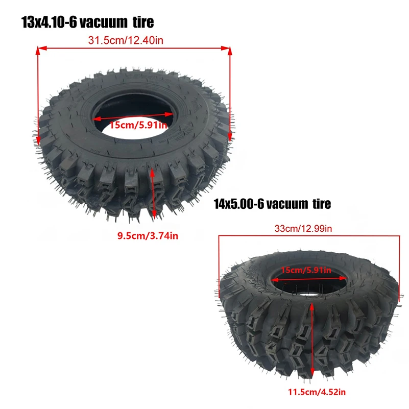 Premium 13x4.10-6 Tubeless tire 4PR vacuum Tyre for 47cc 49cc Mini Quad bike ATV Go Kart snowmobile inner and outer tube parts
