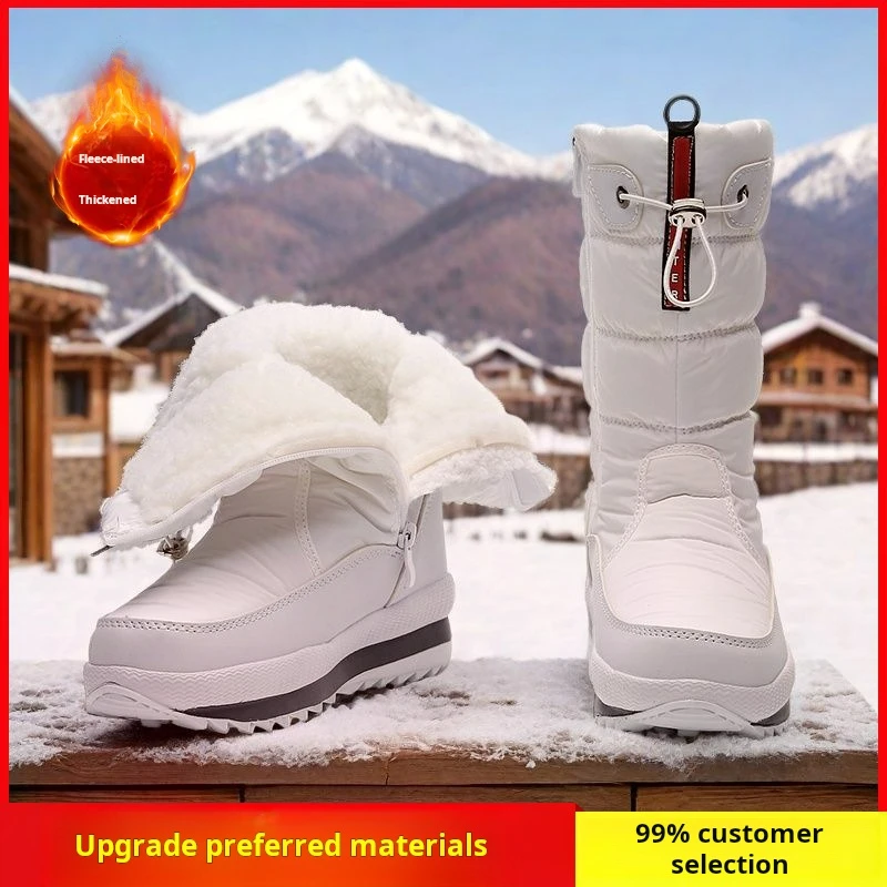 2025 جديد الشتاء الأحذية سميكة أفخم مقاوم للماء عدم الانزلاق الأحذية موضة النساء أحذية الشتاء الدافئة الفراء النساء أحذية الثلوج منصة