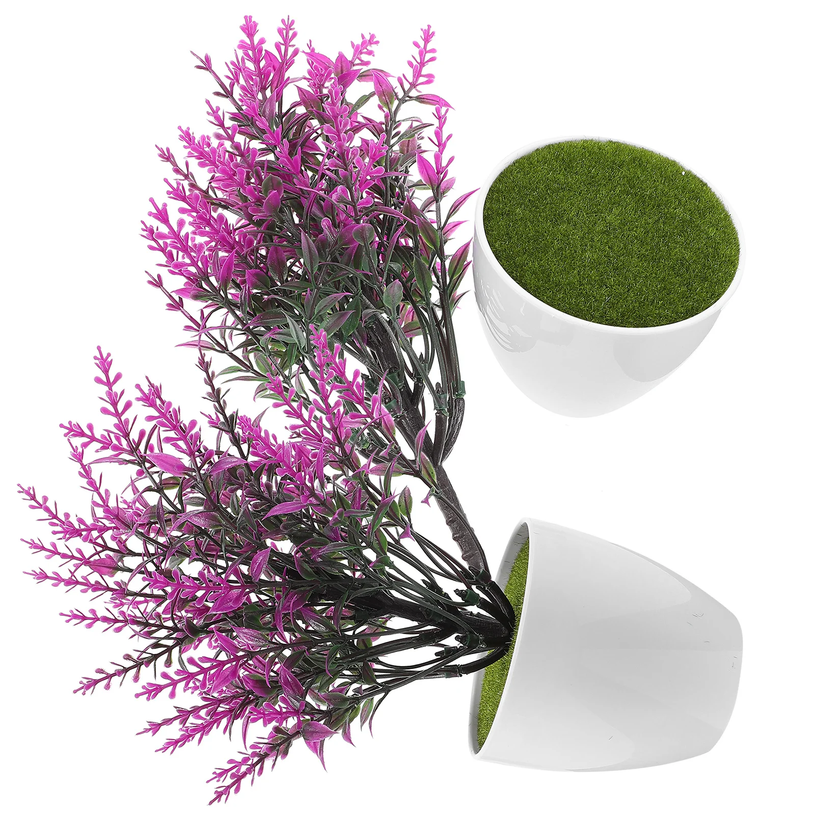 

2pcs Artificial Potted Flower Decoration Lifelike Realistic Design Low Maintenance Desktop Small Bonsai Ornament For Home Office