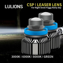 2pcs Laser Lens H7 H11 Led Fog Light Bulb H8 H9 9005 9006 HB3 9006 HB4 8000K 6000K 3000K Turbo Headlight Lights For Car 12V 24V