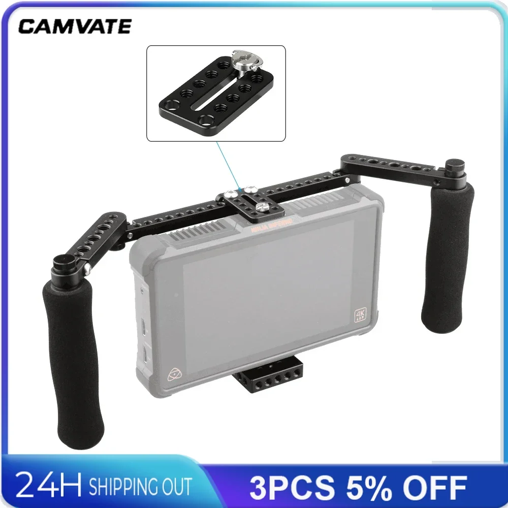 CAMVATE Universal Aluminum Top Cheese Plate With 1/4"-20 Thread Holes Applicable For On-camera Monitor Cage Rig Supportng System