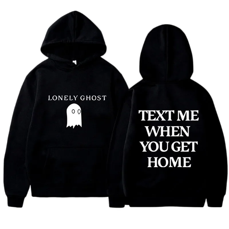 New TEXT ME WHEN YOU GET HOME Print casual sportswear comfortable printed loose top pullover men's hooded sweatshirt streetwear