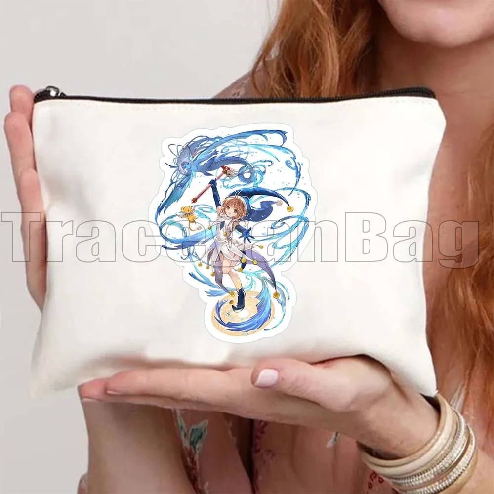 Cute Anime Capitan Tsubasa Syaoran Hanekawa Sakura Manga Gifts Canvas Cosmetic Bag Makeup Toilet Bag Pencil Case Zipper Pouch