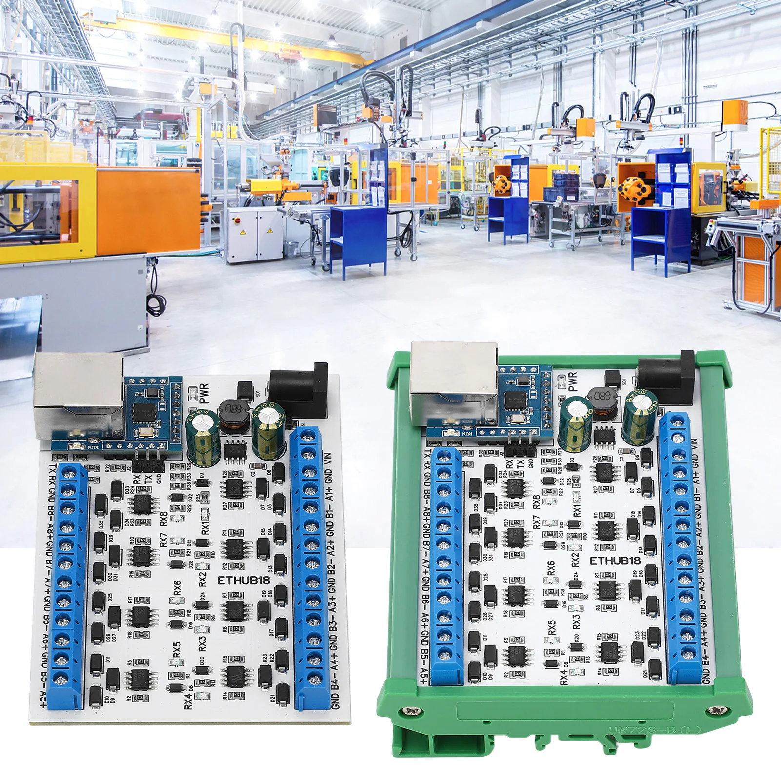 

Электронные аксессуары Конвертер-концентратор RJ45 в 8 TVS 115200BPS Плата концентратора для мониторинга безопасности DC7‐30V