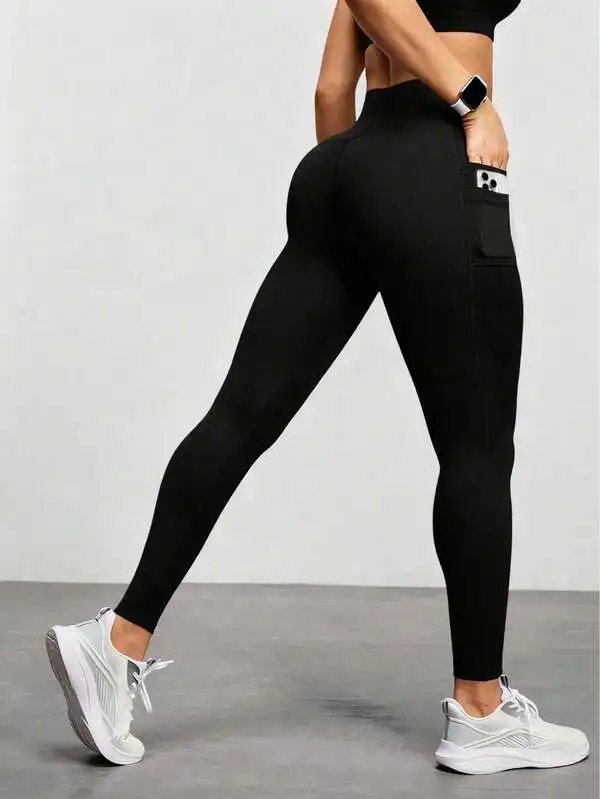 Women's Yoga Pants with Phone Pocket - High Waist Tummy Control Leggings, Non-S… - Image 3