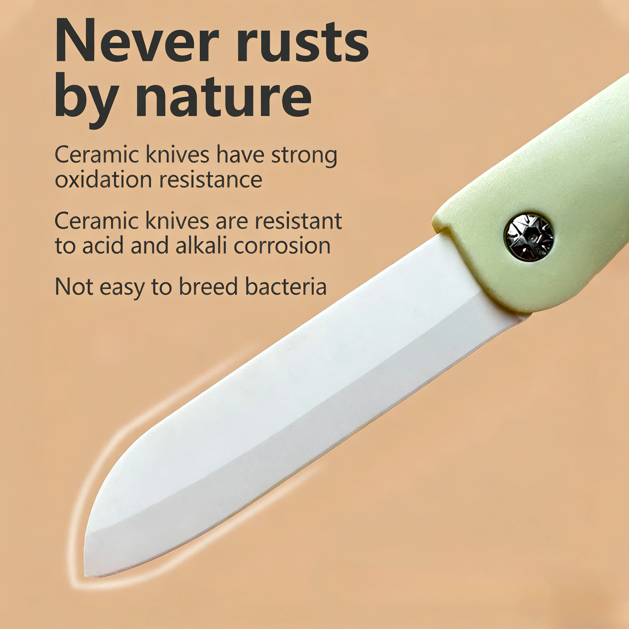 1 Piece Folding Fruit Knife Ceramic Meat Cleaver Kitchen Knife with Non-slip Handle for Kitchen Accessories Pocket Knife