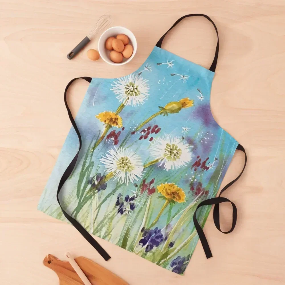 

Dandelion Dance Watercolor Painting Apron Home Utensils barber uniform christmas kitchen men's barbecue Apron