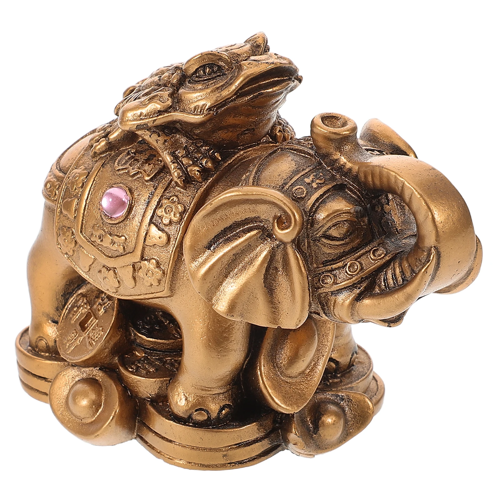 

Golden Toad Elephant Ornament Figurine Mini Small Resin Animal Decor Home Office Elephants Craft Abstract Elephant Figurine