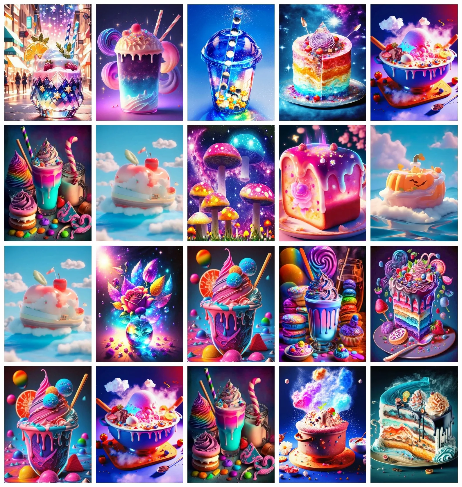 AZQSD 5d Diamond Painting Starry Sky Landscape Cross Stitch Hobby Creative Diamond Embroidery Ice Cream Cake Full Sets