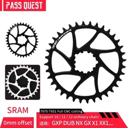 PASS QUEST 3 nails 0mm Offset MTB/Gravel Bike Narrow Wide Chainring 30T-48T ROUND OVAL Silver and Black Bicycle Accessories