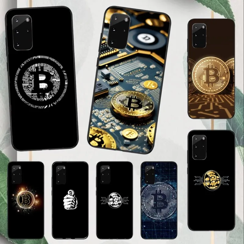 Bitcion Virtual Currency Phone Case for Samsung Note 9 10 20 Plus Pro Ultra J6 J5 J7 J8 Black Soft Phone Cover Funda