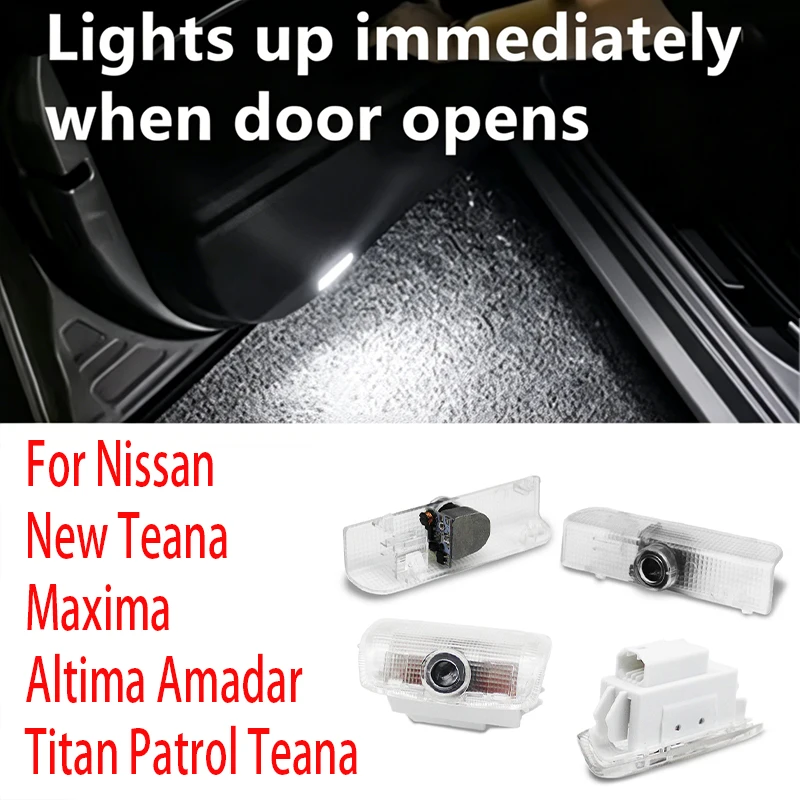 2 Piezas de Lámparas LED de Proyección HD para Puerta de Coche, Accesorio de Luz de Bienvenida para Nissan Altima, Coupé, Sedán, Armada, Maxima, Quest, Titan, Teana, Patrol