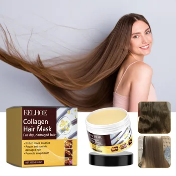 Collagen Repair Hair Mask Moisturizing Smoothing ป้องกันผมแตกหัก Hair Care นุ่ม Frizz ผมเสีย Nourishing Treatment