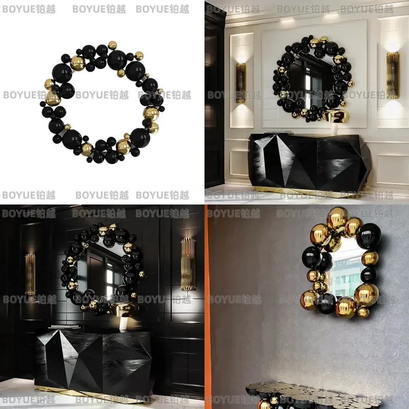 Italian Luxury Stainless Steel Balloon Bubble Mirror Modern Decorative Wall Art for Entryway Living Room High End Home