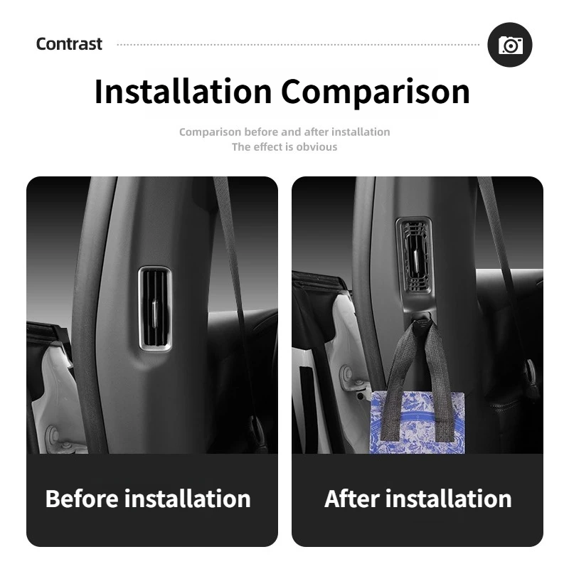 For Tesla Model YL 2026 Second Row AC Outlet Hook LWB 6 Seater B Pillar Air Vent Bag Hanger No Drill Interior Organizer ﻿
