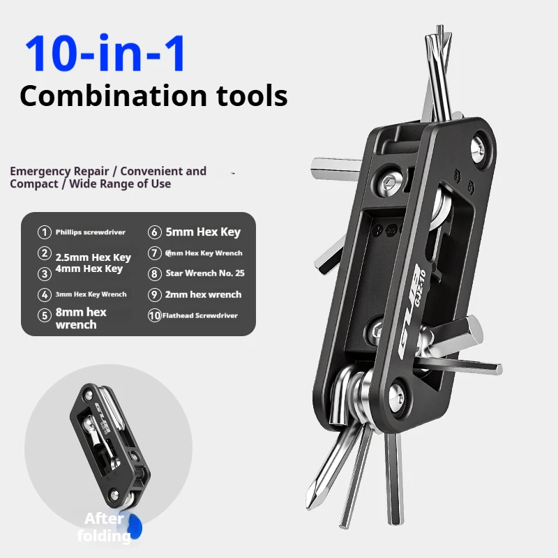 GUB 10-in 1 Portable Mini Bicycle Multitool Multifunctional Bike Repair Tool Compact for Electric Vehicles and Motorcycles