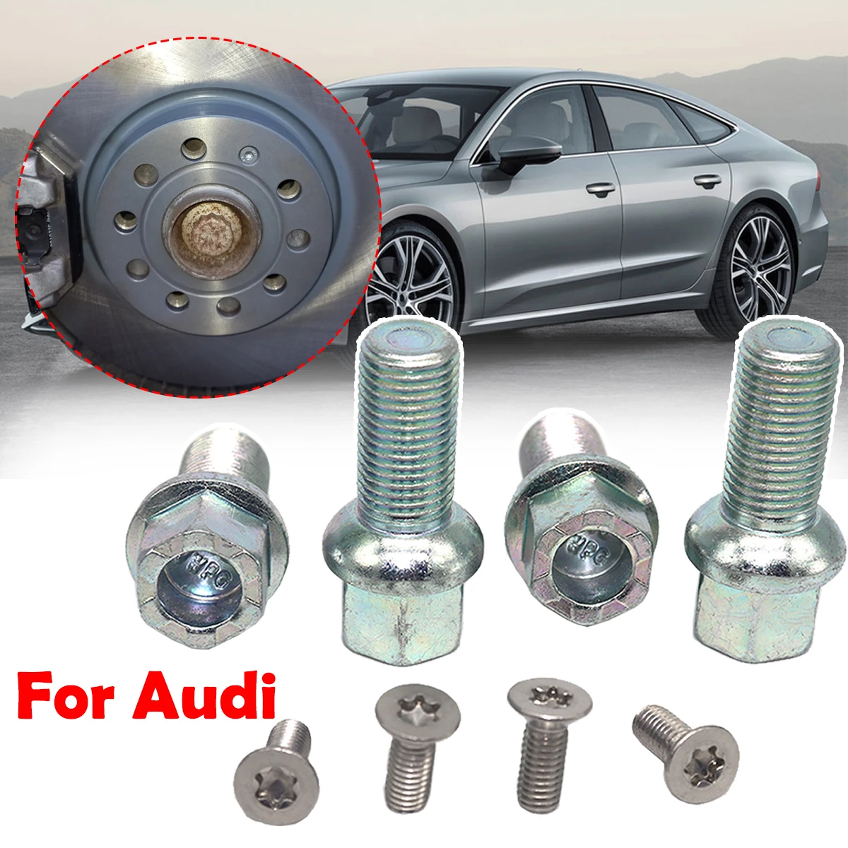 

8/9Pcs For Audi 100 A1 A2 A1 A2 A3 A4 A5 A6 A7 TT Car Wheel Nut Stud Lug Bolt Brake Rotor Disc Screws Stainless Accessories