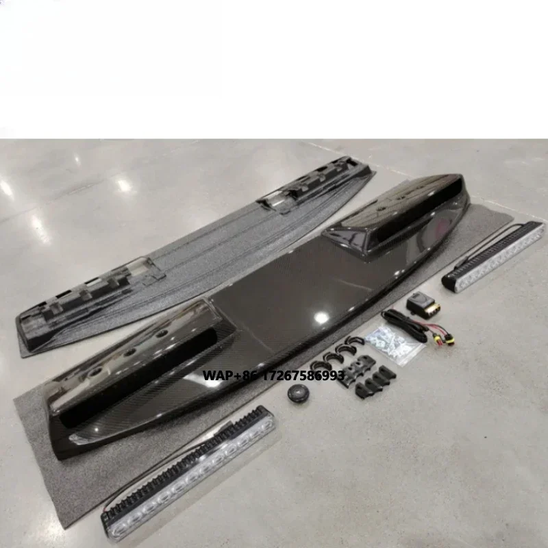 High Quality Carbon Fiber & Gloss Black Material Defender 110/90 Roof Spoiler With Led Fit for Defender Car Exterior Wing