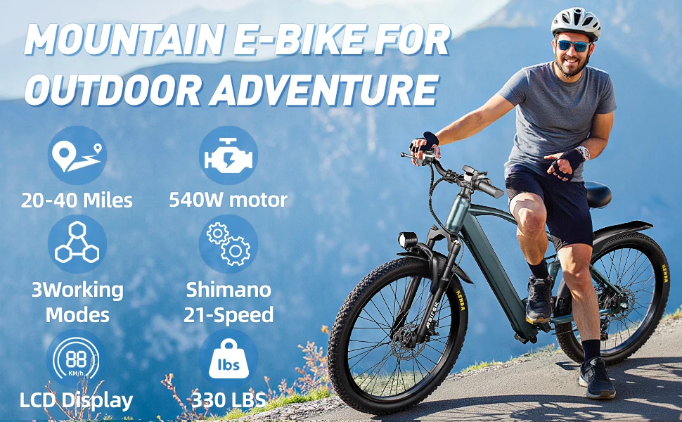 Aairsk GT900 Elektrofahrrad 400W 36V13Ah Akku 26 Zoll All-Terrain-Reifen Doppelfederung Mountain E-Bike Erwachsenen-Fahrrad E-Bike – Detail 1