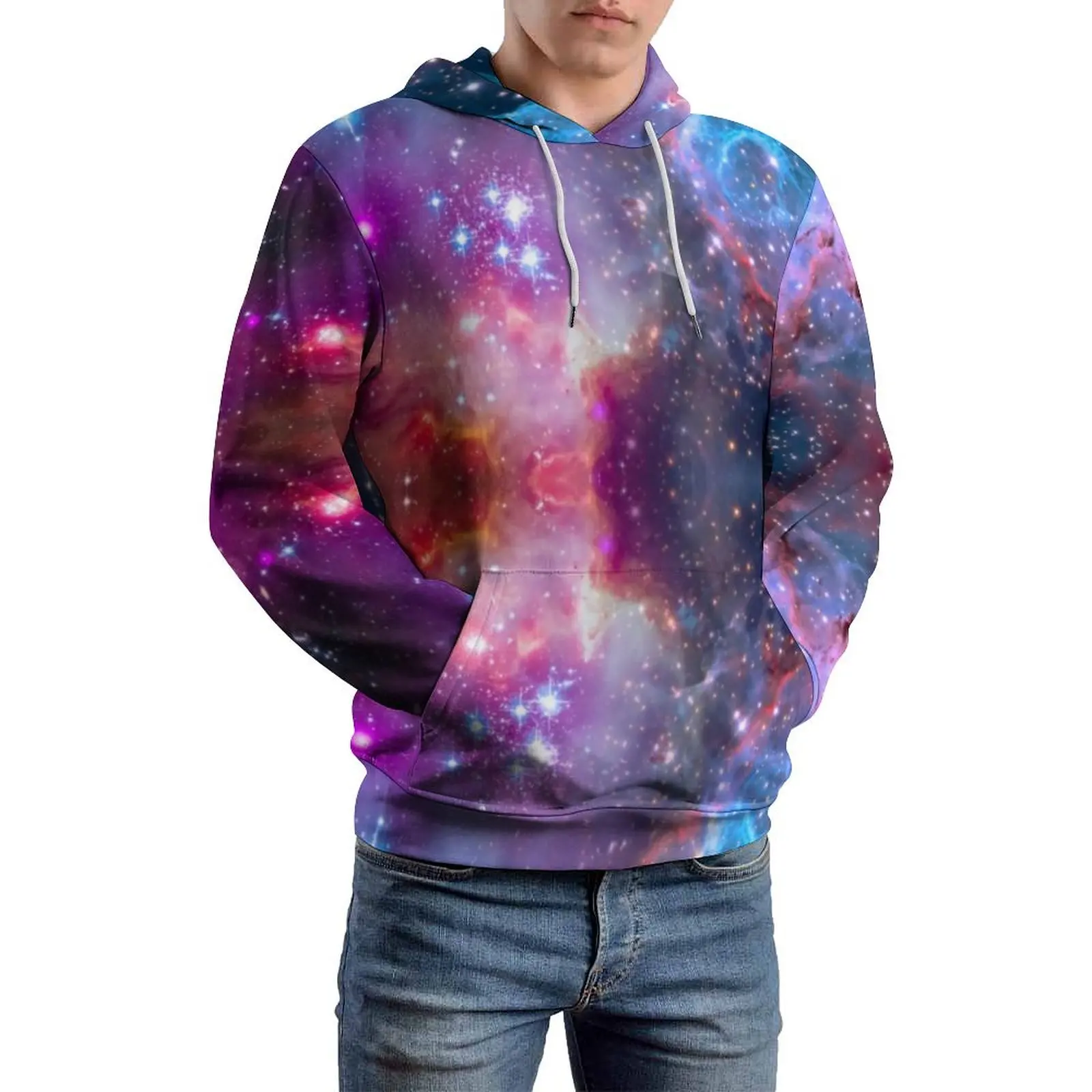 Super Galaxy Sky Loose Hoodies Colorful Space Print Casual Hoodie Man Long Sleeve Kawaii Graphic Hooded Sweatshirts Big Size 5XL