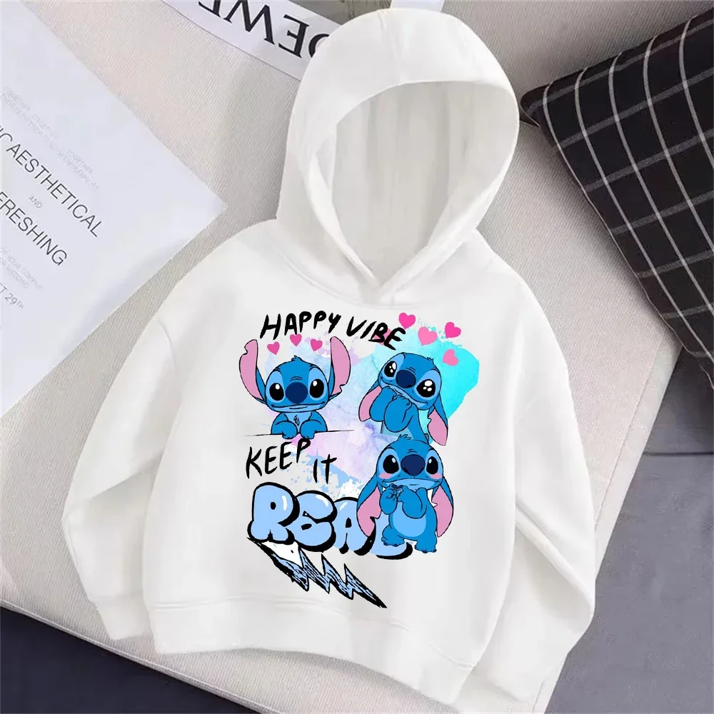 

Fashionable and Cute Hoodies for Boys Girls in Autumn and Winter Disney Stitch Kawaii Printed Children's Clothes Warm Sweaters