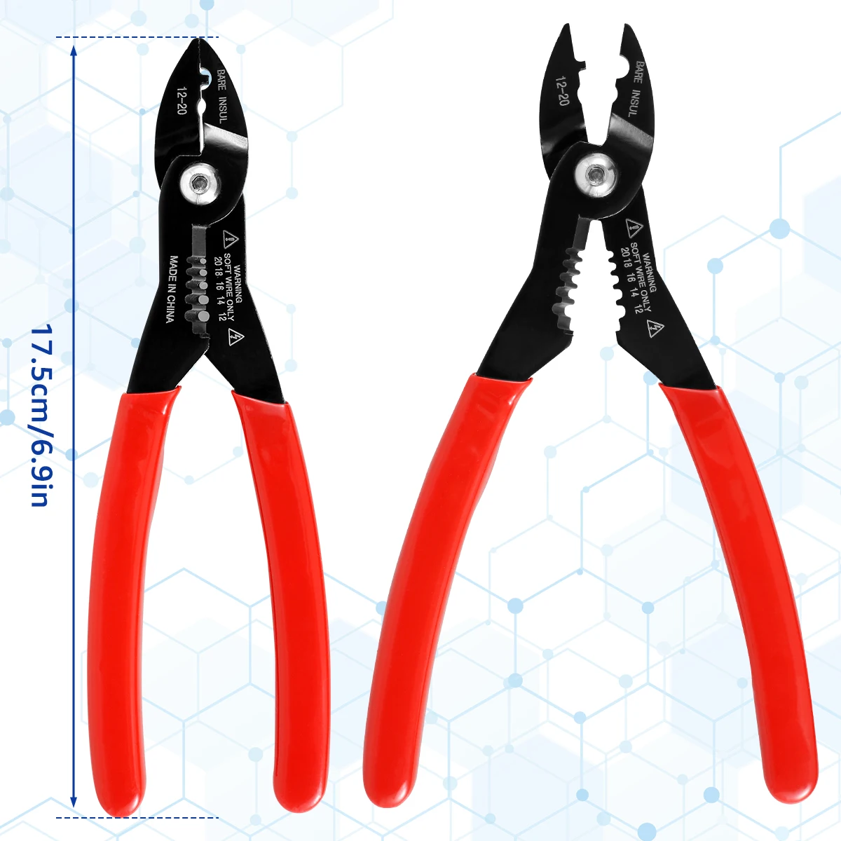 Wire Stripper Portable Wire Cutter Handheld Cable Stripper Crimper Chrome Vanadium Steel for 12/14/16/18/20AWG Cable Wire