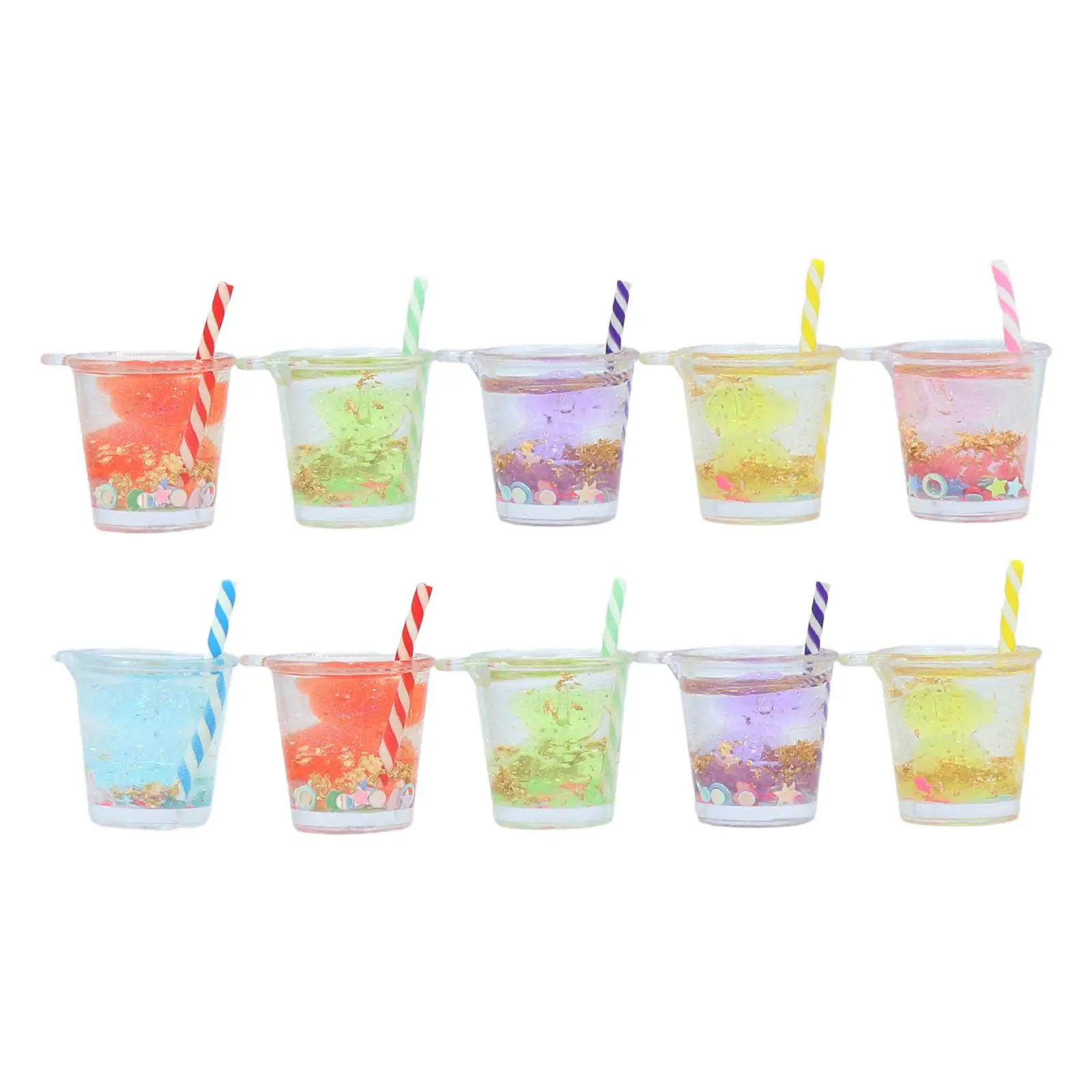 10 Pieces 1:12 Dollhouse Juice Cups Scenery Supplies Mini Kitchen Decoration for Dollhouse Kitchen Home Living Room Ornaments