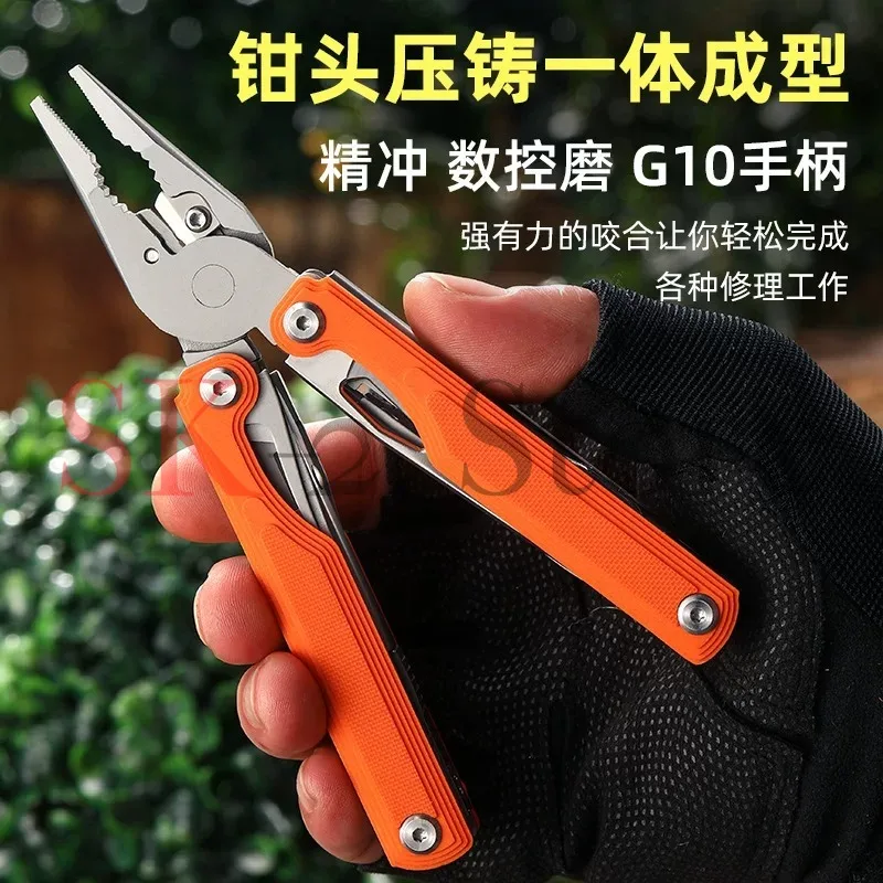 Portable Folding Multi Tool G10 Handle Plier Knife Shear Outdoor Survival Gear