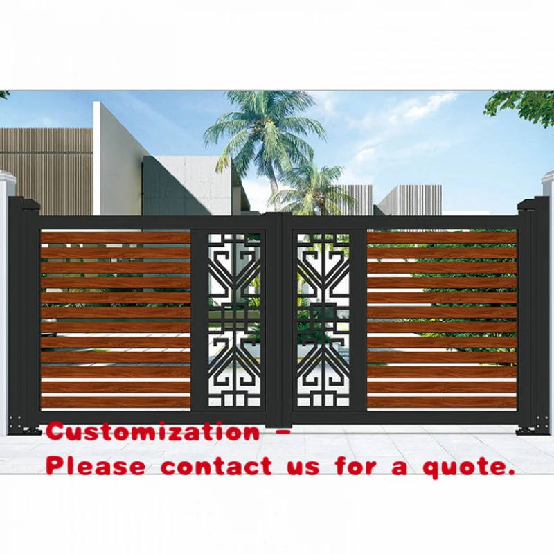 custom.New Designs  Automatic Aluminum System Sliding Gate Outdoor Aluminum Driveway Bi Folding Fold Gate