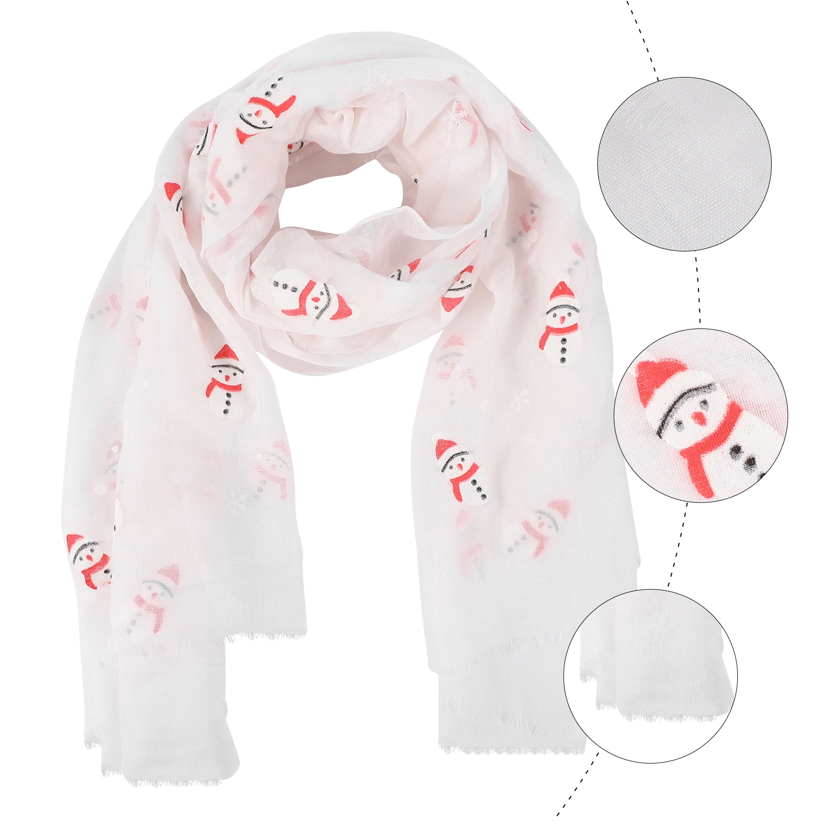 

Snowflake Printed Scarf Women Shawl Christmas Wearing Long Voile Scarf Breathable Comfortable Unique Style Fashionably Dress