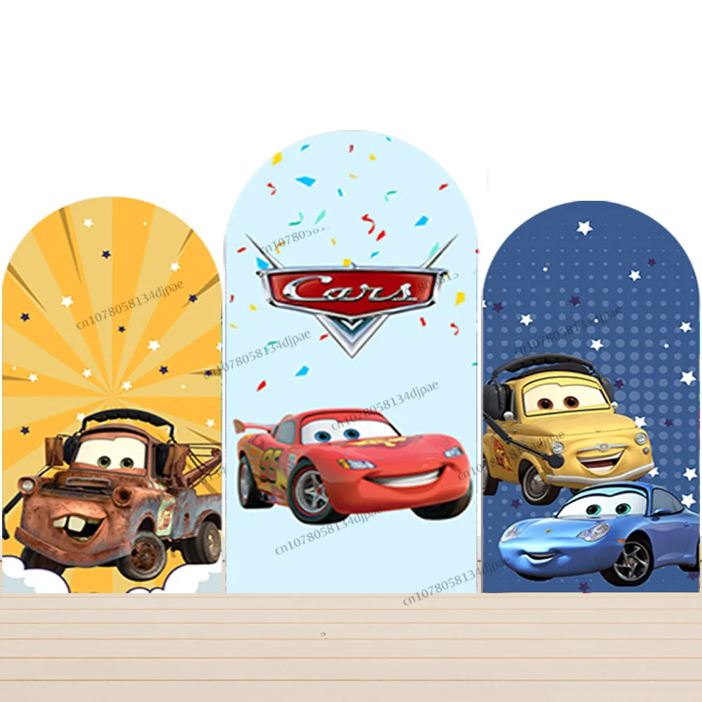 Race Car Arch Backdrop Cover Children Boy Party Pixar Cars Backgrounds Arched Lightning Mcqueen Red Desert Room Decoration Wall