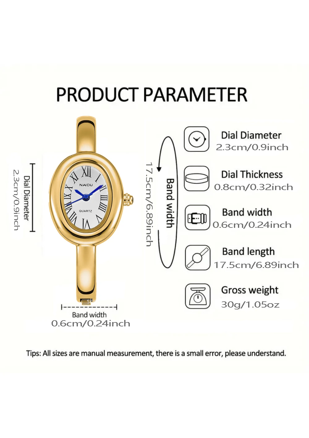 ساعة تناظرية كوارتز كلاسيكية بيضاوية أنيقة للنساء، صندوق حزام ساعة عصري متضمن، هدية مثالية، إكسسوار مجوهرات أنيق