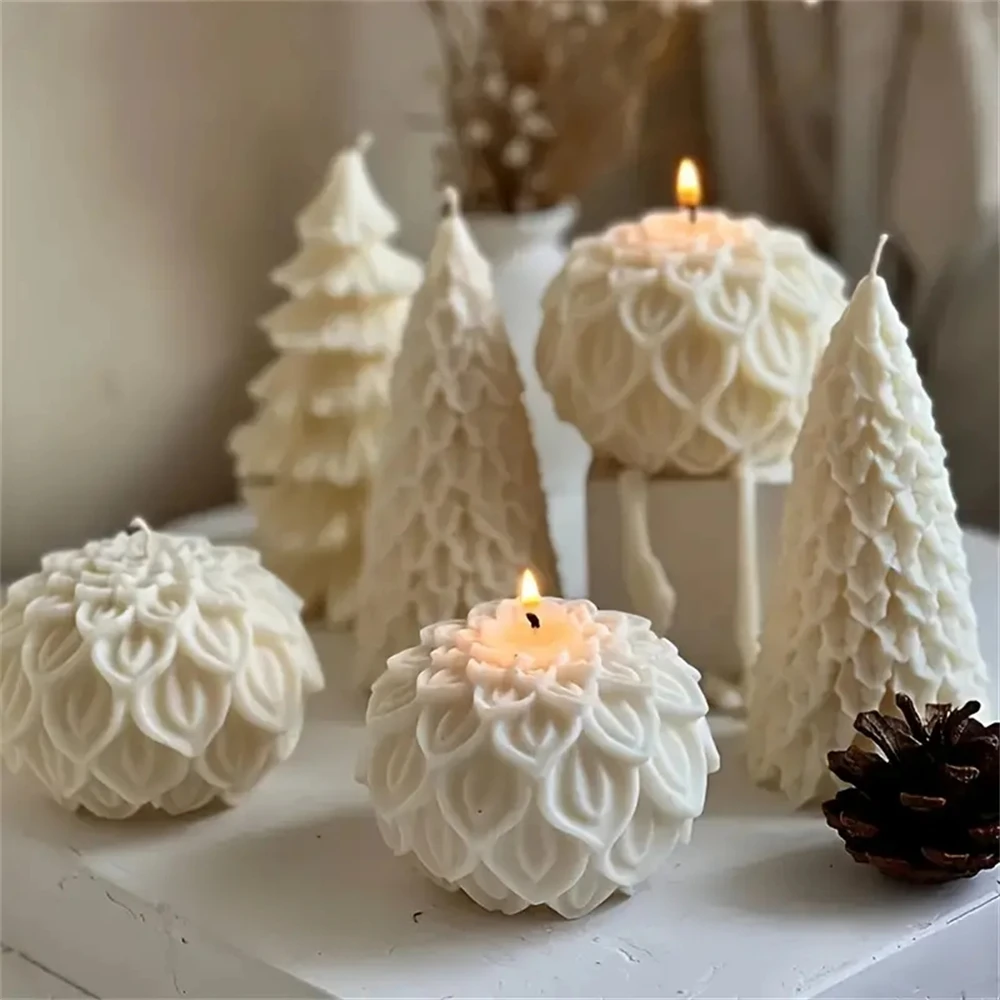 3D Lotus Flower Ball Candle Silicone Mold DIY Lotus Flowers Candle Making Tool Soap Resin Mold Aromatherapy Plaster Home Decor