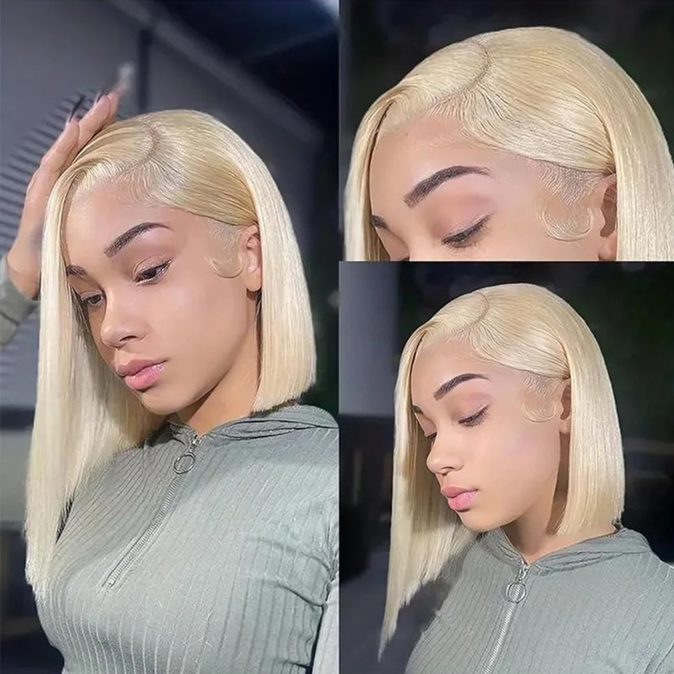 

613 Honey Blonde Straight Bob Wigs 13x4 HD Lace Frontal Wig 180 Density Human Hair wigs For Women