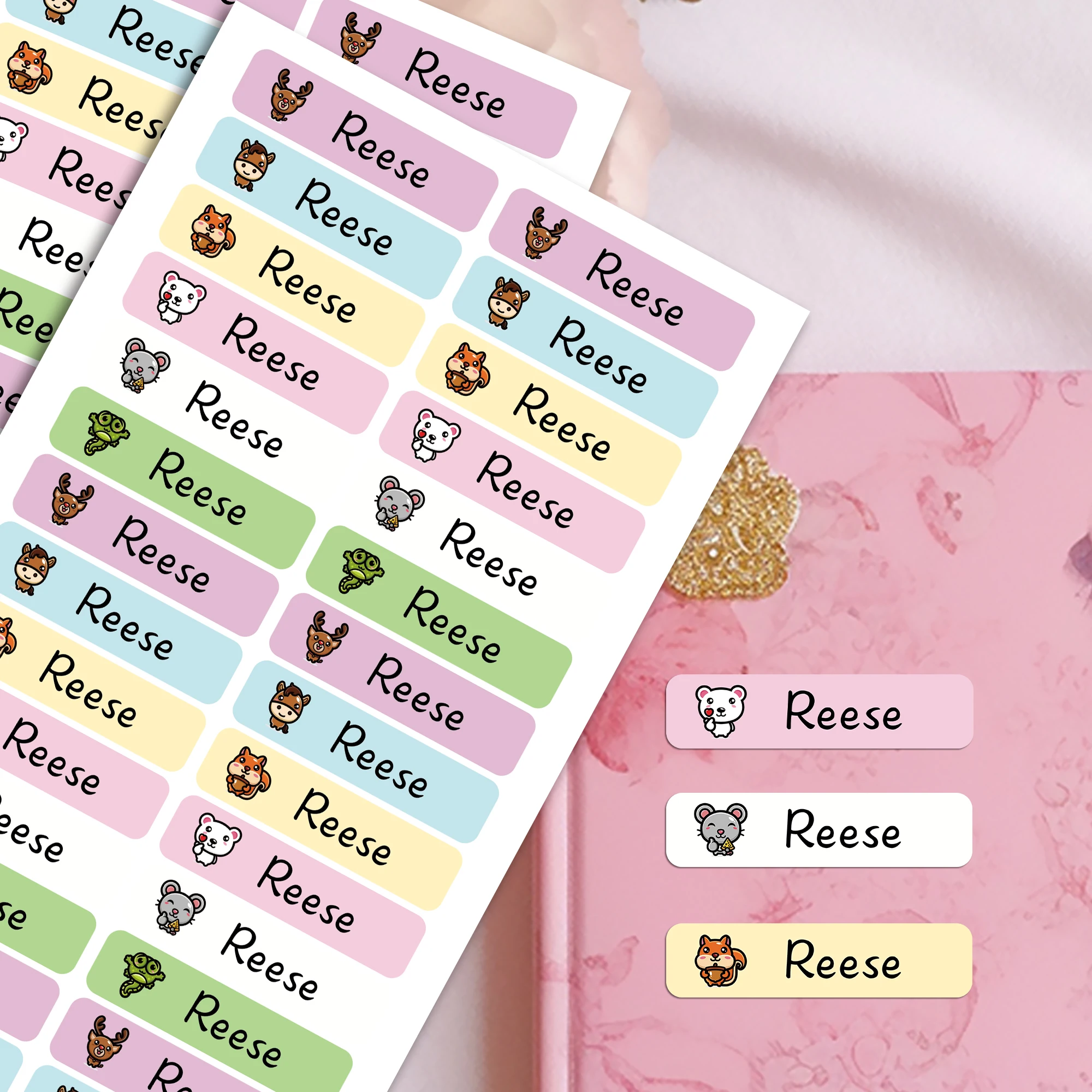 84/126pcs animals Customizable Bottom Stickers Name Label Textbook Tag Personalized Label Pencil Stickers School Supplies