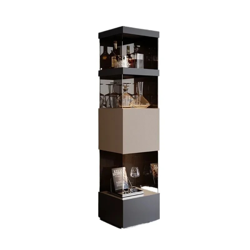Minimalist corner cabinet, living room corner cabinet, glass suspended wine cabinet, dining side cabinet integrated display