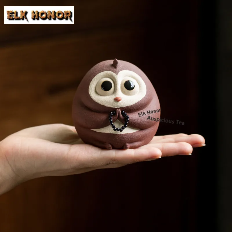Purple Clay Blessing Owl Tea Pet Elegant Tea Games Tea Figurine Play Toys Tea Statue Ornaments Can Be Raised Tableware Craft