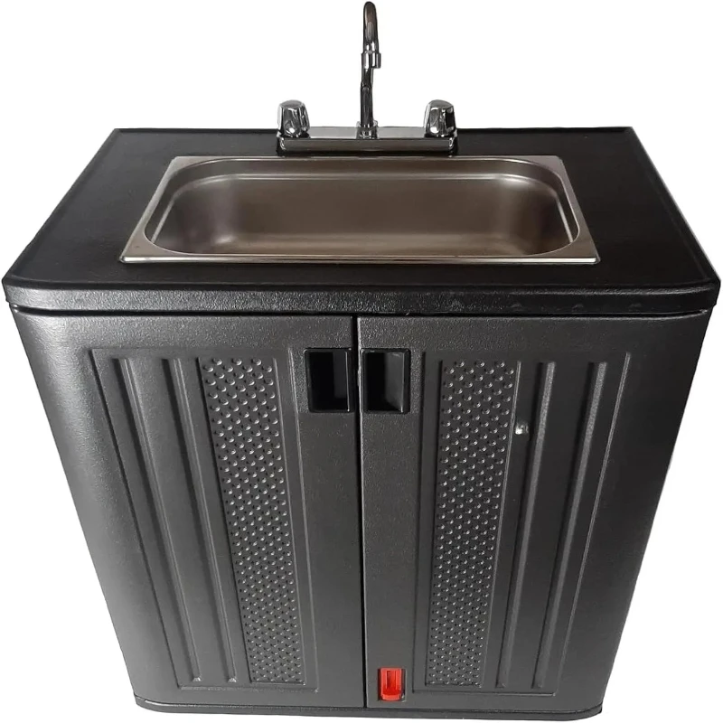 

ortable Sink Hand Wash Station, Single Basin Hand Washing Station with Hot and Cold Water, Standard Portable Sink for Washing